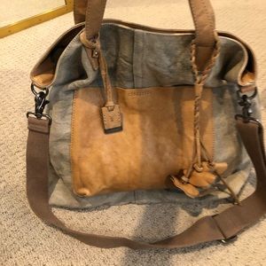 Frye distressed leather & canvas bag